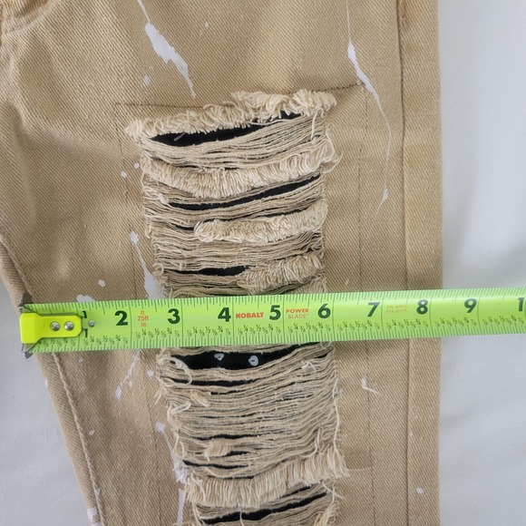 Trestles Supply Co. Jeans Boys 12 Tan Denim Straight Leg Distressed Paint Splash - Picture 6 of 13